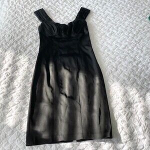 JAX Black Satin Stretch Sheath Cocktail Dress Size 4